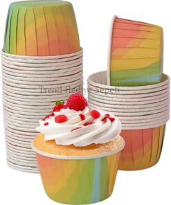 Hediye Sepeti 50'li Gökkuşağı Muffin Kek Kalıbı, Kek Kapsülü Cupcake Kalıbı, Airfryer Uyumlu