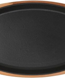 Pişirme Kabı, LV ECO BT 1529 T9 K4 Balık Tavası ve Ahşap Tabağı, Integral Metal, Ölçüler 15 x 29 cm, Dökme Demir, Siyah
