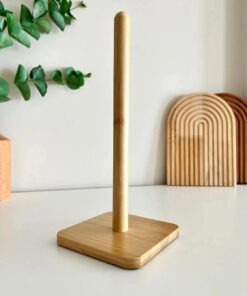 Bambu Kağıt Havluluk, Masa Üstü Rulo Kağıt Havlu Askılığı - Dik Havlu Peçetelik - Kare
