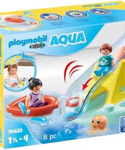 1.2.3 Aqua 70635 Su Kaydırağı ile Banyo Adası, Yeni yürümeye başlayan çocuklar için yüzen küvet oyuncak, 1.5 ila 4 yaş arası çocuklar için ilk oyuncak