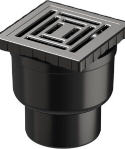 V-Flow Kare 5608282 Duş Kanalı, Alttan Çıkışlı, 10x10 cm, DK 800 Kapak, Mat Krom