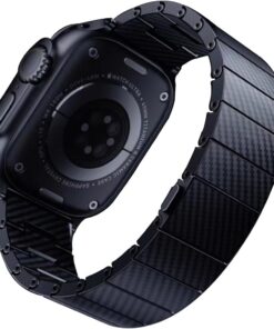 Apple İle Uyumlu Watch 38mm/40mm KRD-90 600D Karbon Fiber Kordon Siyah