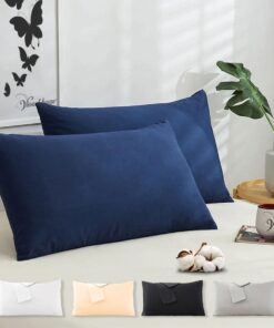 2'li Kapaklı Yastık Kılıfı 50x70 cm - Yumuşak ve Nefes Alabilir Yastık Kılıfı - Düz Renk Yastık Kılıfı (Gece Mavisi)