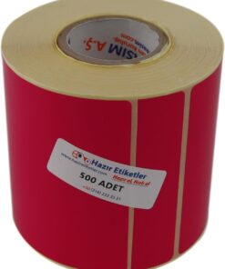etiketler , hazır al hızlı al PP Opak Renkli Etiket 90mm x 90mm Ruloda 500 Adet 40mm Kuka Çapında Cam Yüzeylere İz Bırakmayan Etiket (Pembe)