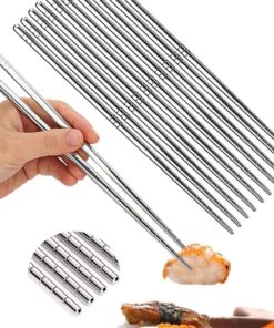 5 Çift Paslanmaz Çelik Chopsticks Çöpstik Çin Yemek Çubuğu