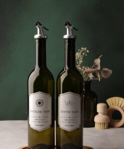 Retro Zeytinyağlık ve Ayçiçek Yağlık, Bambu Altlığı Hediye, 2 Adet 750 ml