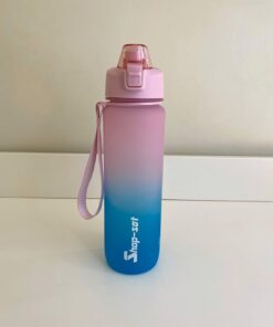1000 ML Tritan Motivasyonlu Su Matarası SÜZGEÇLİ (PEMBE-TURKUAZ MAVİ)