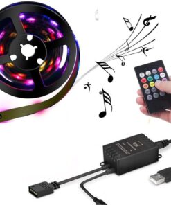 5V USB 100cm RGB Şerit LED 3 Çipli SMD5050-30LED Ses Sensörlü Kumandalı