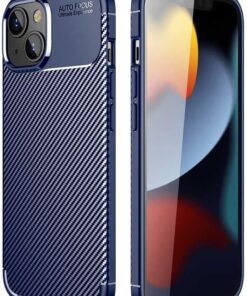 iPhone 14 Pro İle Uyumlu Kılıf Karbon Tasarım, Parmak İzi Yapmayan Özellik Ultra Slimfit Yapı Delüx Tpu Silikon DLX iPhone 14 Pro İle Uyumlu Kılıf Lacivert