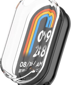 Xiaomi Mi Band 8 ile uyumlu Silikon Kasa Ekran Koruyucu 360 Şeffaf Tam Kapatan Çerceve PC Kasa Koruma Gard Çerçeve Şeffaf
