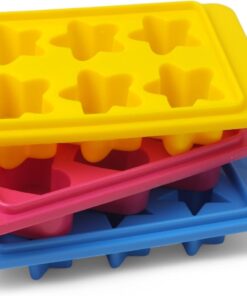 Plastik 6 Bölmeli 3 Desenli Buz Kalıbı Seti, Yıldız-Kalp-Çiçek Desenli Buz Kalıbı 3 Set (13cm*8cm*3cm) Eğlenceli ve Pratik