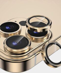 iPhone 14 Pro ile Uyumlu Premium Kalite Safir Kamera Lens Koruyucu Telefon Kamerası İçin Tüm Darbe ve Çiziklere Karşı Ultra Tam Koruma Sağlar - Full HD 4K Görüntü Kalitesi Sunar (GOLD)