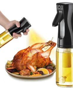 Yağdanlık Cam Şişe Yağ Püskürtücü 300 ml - Airfryer, Kızartma, Izgara ve Salata İçin Büyük Boy Yağlık (Siyah)