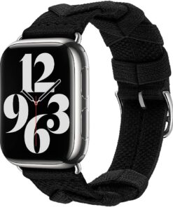 Apple İle Uyumlu Watch 38mm/40mm KRD-97 Sarmal Örgü Tasarımlı Kordon Koyu Siyah