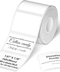 B1 Etiket Bandı B21 Kendinden Yapışkanlı Etiketleme Bandı 1.5" X 1.2" (40x30mm) Termal Etiket Baskı Kağıdı NIIMBOT Barkod/Adres/Posta/Logo/İş/Ev Etiketi için Etiketler, 230 Etiket/Rulo, Beyaz