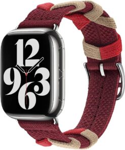 Apple İle Uyumlu Watch 38mm/40mm KRD-97 Sarmal Örgü Tasarımlı Kordon Kırmızı