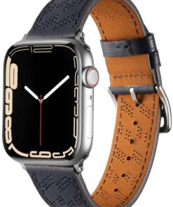 ​​​Apple İle Uyumlu Watch 42mm KRD-76 PU Deri Kordon Strap Kayış Gri