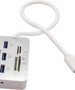 Type-C 3.0/3.1 Kart Okuyucu Adaptörü Type-c'den 3 Portlu USB 3.0 Hub'a Kart Okuyucu MSDUO SD(HC) M2 TF(Flash) Çoklu 1 Arada Bellek Adaptörü Kablosu[0,3 m/1 ft](Beyaz/Type-c)