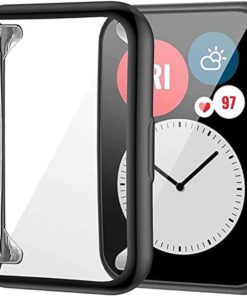 Huawei Watch Fit 2 Akıllı Saat ile uyumlu Tpu Çerçeveli Tam Kaplayan Toz ve Kirden Koruyan Ekran Koruyucu Çerçeveli Kılıf (SİYAH)