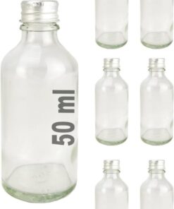 6’lı 50 ml Gümüş Metal Kapaklı Cam Zencefil Shot Şişesi Söz Nişan Hediyelik Kolonya Şişesi C1-1-149