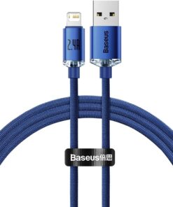 Crystal Shine Fast Charging 2.4A Lightning Kablo 1.2m-Mavi