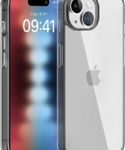 iPhone 15 (6.1") Air Hybrid Darbe Emici TPU + PC Şeffaf Kılıf (Smoke Black)