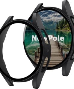 Galaxy Watch 7 44MM için Watch Ekran Koruyucu Tam Kaplayan Watch Kasa Koruyucu Kılıf Yüksek Hassasiyetli Kılıf Samsung Watch 7 44MM ile Uyumludur (Siyah)