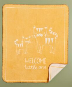 MAISON Tiger Hayvan Baskılı%60 Pamuk%33 Akrilik%7 Polyester Bebek Battaniye, Hardal, Bebek (100x120 cm)