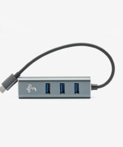 TYPE-C to LAN ve 3x USB Alüminyum Adaptör Gri