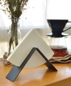 Filtre Kahve Kağıdı Tutucu Stand Aparatı Dekoratif Metal Peçetelik, Siyah