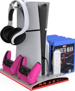 TP5-3570 PS5 Soğutucu Organizatör 2 Fanlı Stand Kol Şarj Edici Stand 3 USB Hub Kulaklık platstation Standı