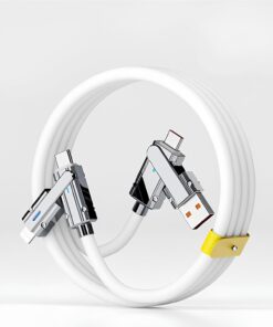 [4'ü 1 Arada] 60W Type c Hızlı Şarj Kablosu Çoklu Kalın Kopma Karşıtı Type C ve Lightning Girişli Cihazlar İle Uyumludur iPhone 15 14 13 12 11 7, Galaxy S24 S23 S22 S21 A54 A34 ile Uyumludur