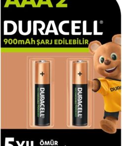 Şarj Edilebilir AAA İnce Kalem Pil (2'li Paket), 900 mAh NiMH, Önceden Sarj Edilmiş, Şarj Edilebilir pilimiz
