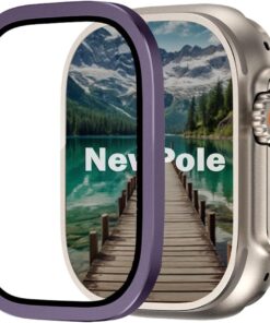 Ultra/Ultra 2 49mm Aüminyum Çerçeve] NewPole Watch Ekran Koruyucu Watch Ultra 49mm Ekran Koruyucu Kırılmaz Cam Tam Kaplayan Apple Watch Ultra/Ultra 2 ile Uyumludur (Mor)
