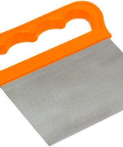 Metal Hamur Kesici Spatula, Ergonomik Saplı, Paslanmaz Çelik (Turuncu)
