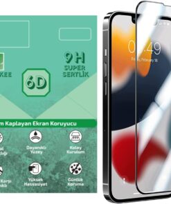 Apple iPhone 14 Plus - 13 Pro Max İçin 6D Cam Ekran Koruyucu Tam Kaplayan Kırılmaz Cam Full COVER Glas Black