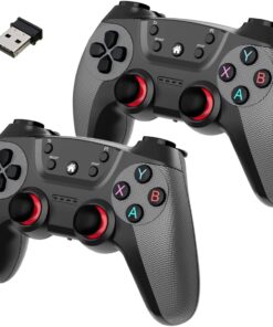 Çiftli 2.4G Kablosuz Oyun Kolu PC Uyumlu Pilli Joystick Wireless GamePad Hassas Trigger Kaymaz Tasarım Çiftli G2.4G (Gri)