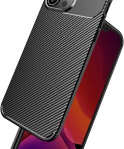 iPhone 12 Pro Max uyumlu Şok Emici ULTRA Esnek TPU, Karbon Fiber Dokulu Kılıf (Siyah)