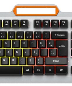KB123 USB Kablolu Oyuncu Klavye - Rainbow Efektli, Mekanik Hisli Sessiz, Membran Gaming Türkçe Q Klavye Metalik Gri