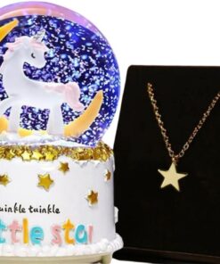 Unicorn Işıklı Kar Küresi Ve Sihirli Yıldız Kolye Arkadaşa Hediye