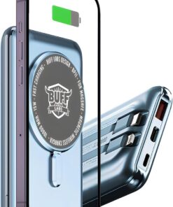LABS BP11 10000 mAh Magsafe Uyumlu Dahili Kablolu Taşınabilir Manyetik Powerbank (Mavi)