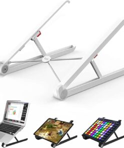 SAIJI X1 Laptop Sehpası, Katlanabilir, Tablet Sehpası, Alüminyum Alaşım, Online Sınıf Çalışması, Duruşu İyileştirme, Isı Dağılımı Macbook, iPad ve 10-15,6 inç Olan Tüm Cihazlar ile Uyumlu. Beyaz