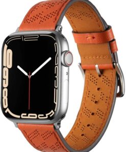 ​​​Apple İle Uyumlu Watch 38mm/40mm KRD-76 PU Deri Kordon Strap Kayış Turuncu