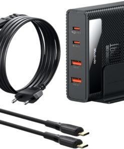 CH-1802 100W 2xUSB 2xType-C Girişli Powigan Hızlı Şarj Cihazı İstasyonu Siyah