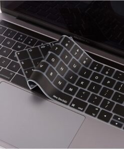 Macbook Pro Klavye Koruyucu (UK-EU İngilizce) Touchbarlı A1706 A1989 A2159 A1707 A1990 ile Uyumlu Siyah