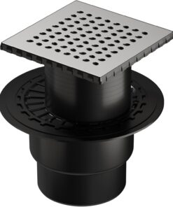 V-Flow Kare 5607287 Yalıtımlı Duş Kanalı, Alttan Çıkışlı, 15x15 cm, DK 200 Kapak, Mat Krom