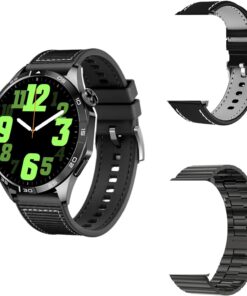 G4 Watch Akıllı Saat Tüm Telefonlarla Uyumlu Akıllı Saat 46MM Akıllı Saat 3 Kordonlu Akıllı Saat Kalp Ritmi Adımsayar Akıllı Saat Metal Deri Silikon Kordonlu Akıllı Saat (Siyah)