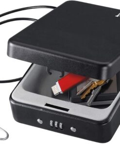 Lock kompakt kasa [kombinasyon] [kablolu] P005CEURBLKHRO – Çek defterleri, takı, kimlikler, akıllı telefon ve daha fazlası için ideal