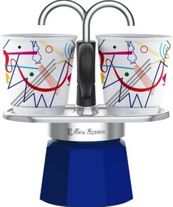 Set Mini Express Ocak Üstü Espresso Pişirici +2 Cups Kandinsky Serisi, Mavi