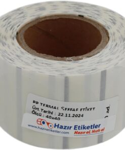 Şeffaf Termal Rulo Etiket 40mm X 40mm Çap Ruloda 500 Adet